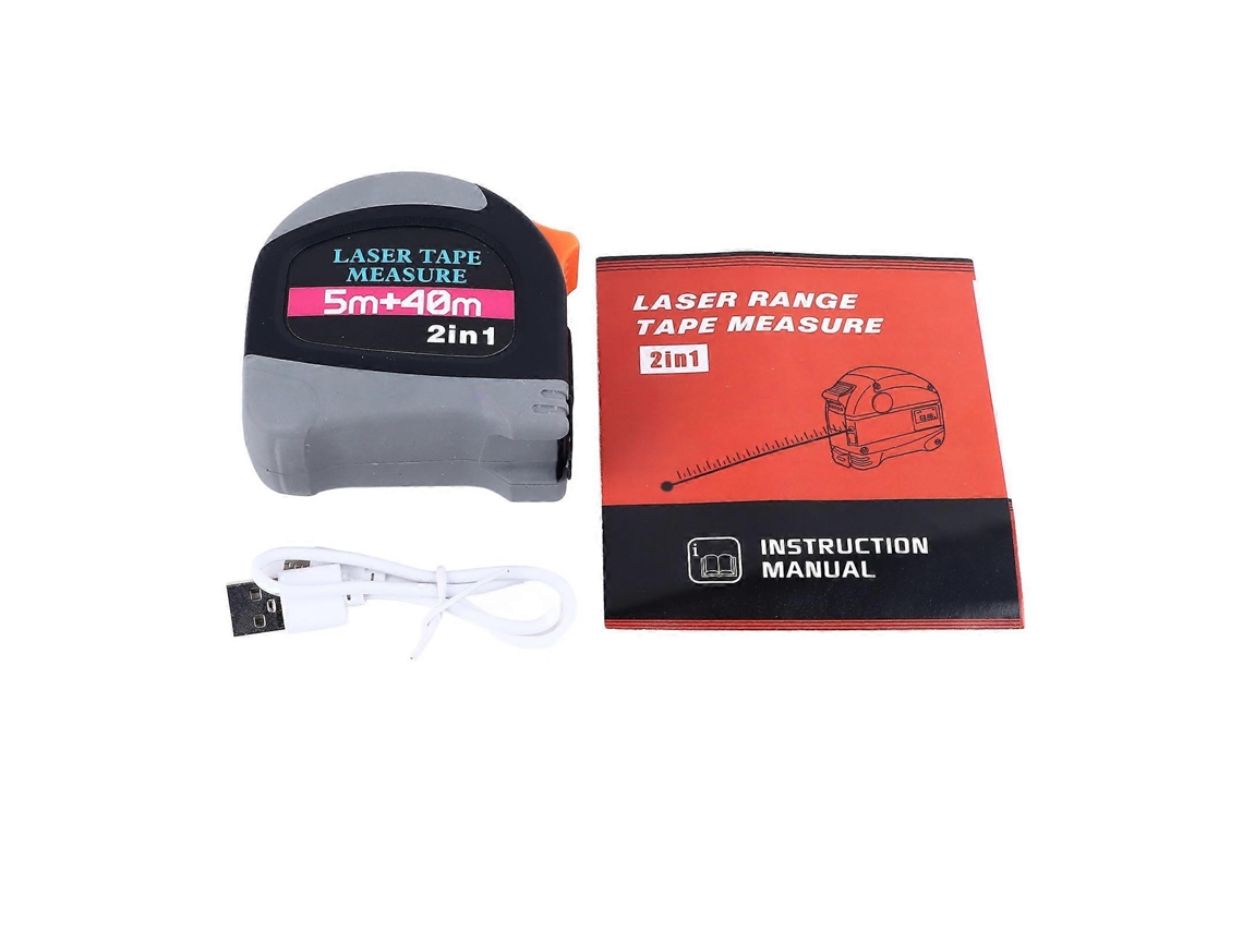 Fita Métrica A Laser Digital 2 Em 1, Medidor De Distância A Laser De 40 M, Fita Métrica Com Trava Automática De 5 M Com Visor Dig Aquaforge