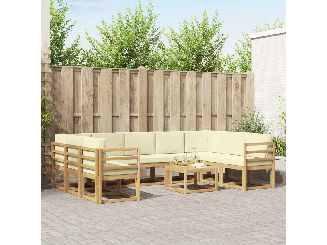 Vidaxl Conjunto De Sofás Para Exterior 10 Unid. Branco E Creme
