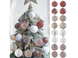 Bolas De Natal Para Pendurar 8cm Com Lantejoulas Brilhantes Decoracões De Árvore De Natal 2/4pcs 2 Peças Oro Rosa 1