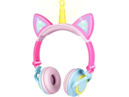 Auscultadores SAMURIIRON Fones de Ouvido Dobráveis Orelha de Gato Unicórnio Samurai para Meninas Luzes Led Piscantes