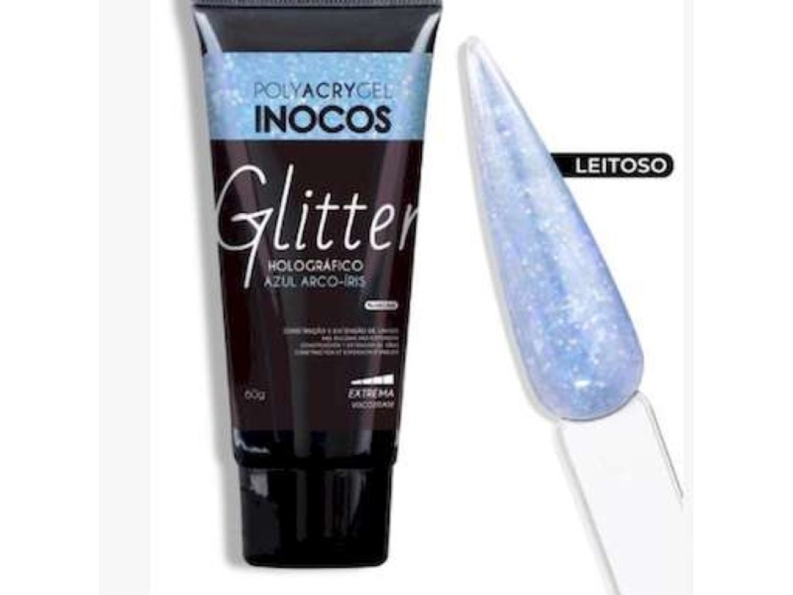 Polyacrigel INOCOS Bisnaga Glitter Holografico Azul Arco-Iris 60G (60 g)