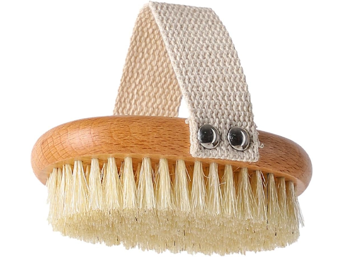 Escova Esfoliante Corporal De Madeira Garvalon Com Cerdas Naturais, Confortável Para Remover Células Mortas Da Pele E