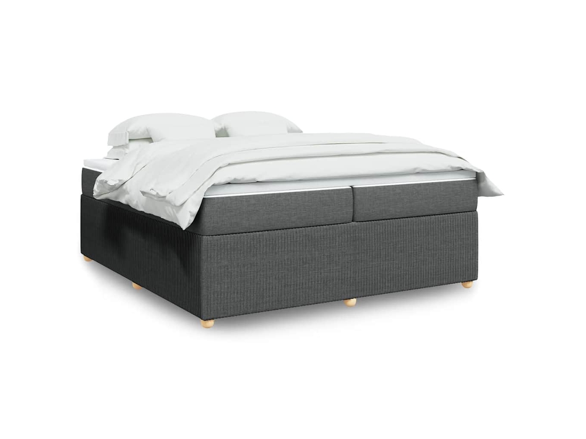 Vidaxl Cama Com Molas/colchão 200x200 Cm Tecido Cinzento-escuro