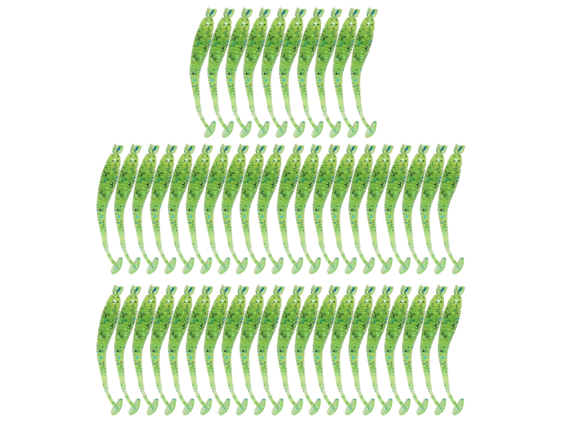 50pcs Iscas de Pesca T Tail Ciano 5cm