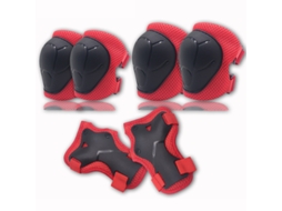 Conjunto de 6 peças de protetores de joelho, cotovelo e pulso para crianças que praticam patinação, vermelho AQUAFORGE
