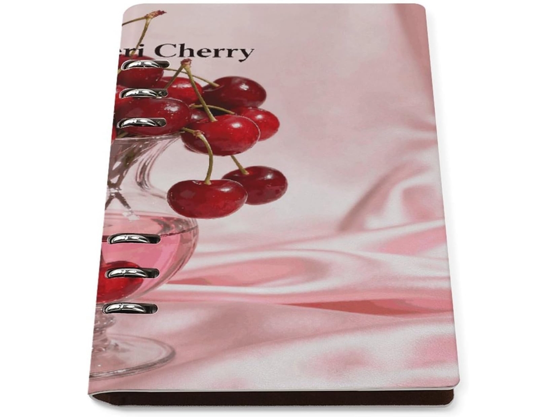 Mon Cheri Cherry Pasta De Caderno Recarregável A5 Com 6-argolas, Capa Em Couro Sintético, Organizador De Folhas Soltas