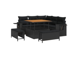 Conjunto 8 Móveis De Jardim Vidaxl Preto Vime Pe (100 X 100 X 71 Cm)
