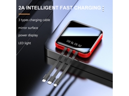 Power Bank Laxiscreed 10.000 Mah Compacto, Portátil, Com 3 Cabos Para Android, Apple E Micro Usb