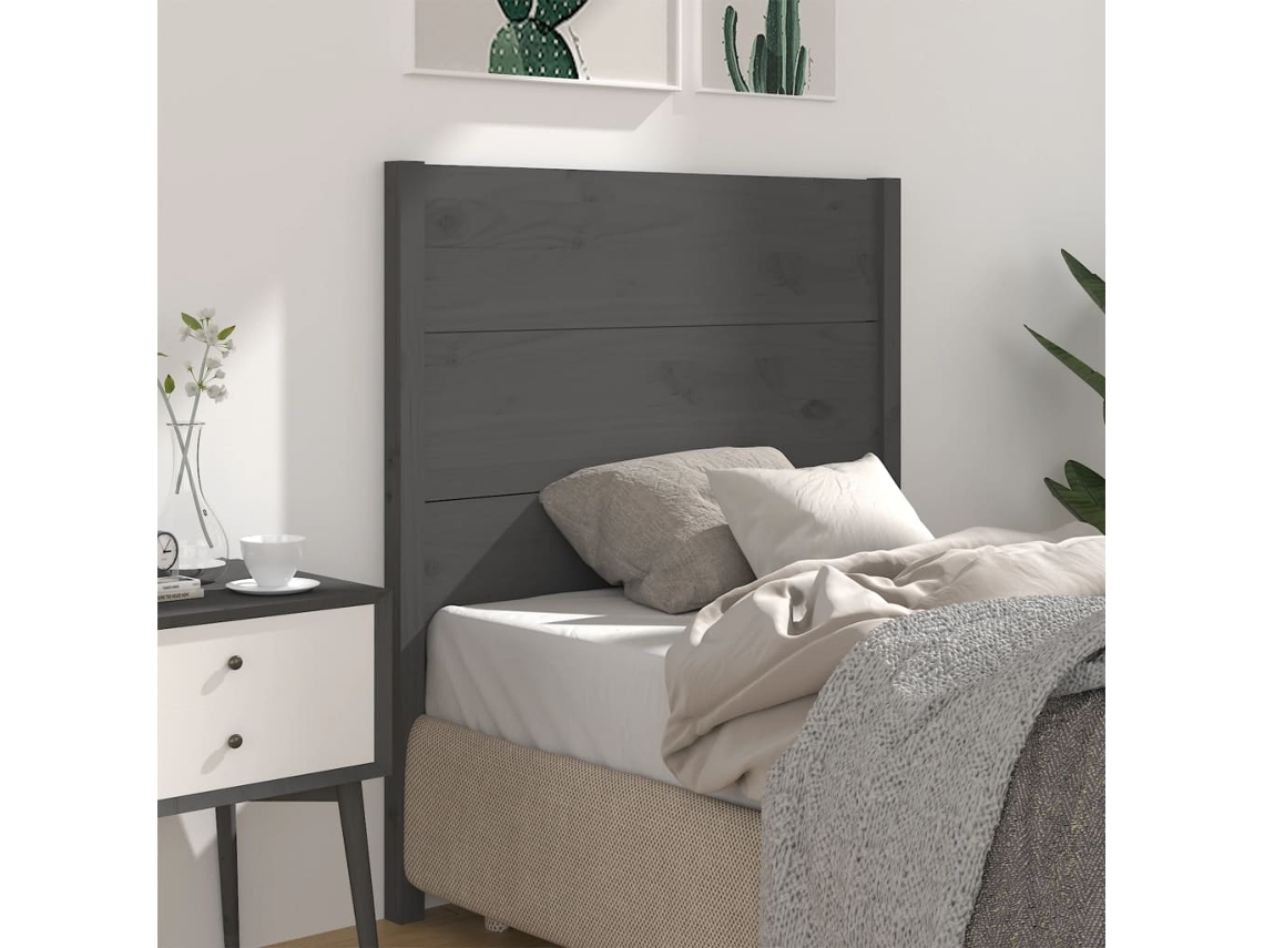 Vidaxl Cabeceira De Cama 96x4x100 Cm Pinho Maciço Cinzento