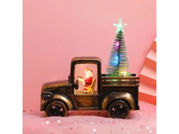 Estátua Caminhão Papai Noel com Árvore de Natal Iluminada Decorativa Bronze Antiga | S/MARCA