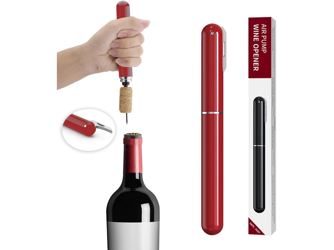 Abridor de garrafas pneumático com cortador de cápsulas para vinho, abra facilmente sem danificar a garrafa. - aquaforge