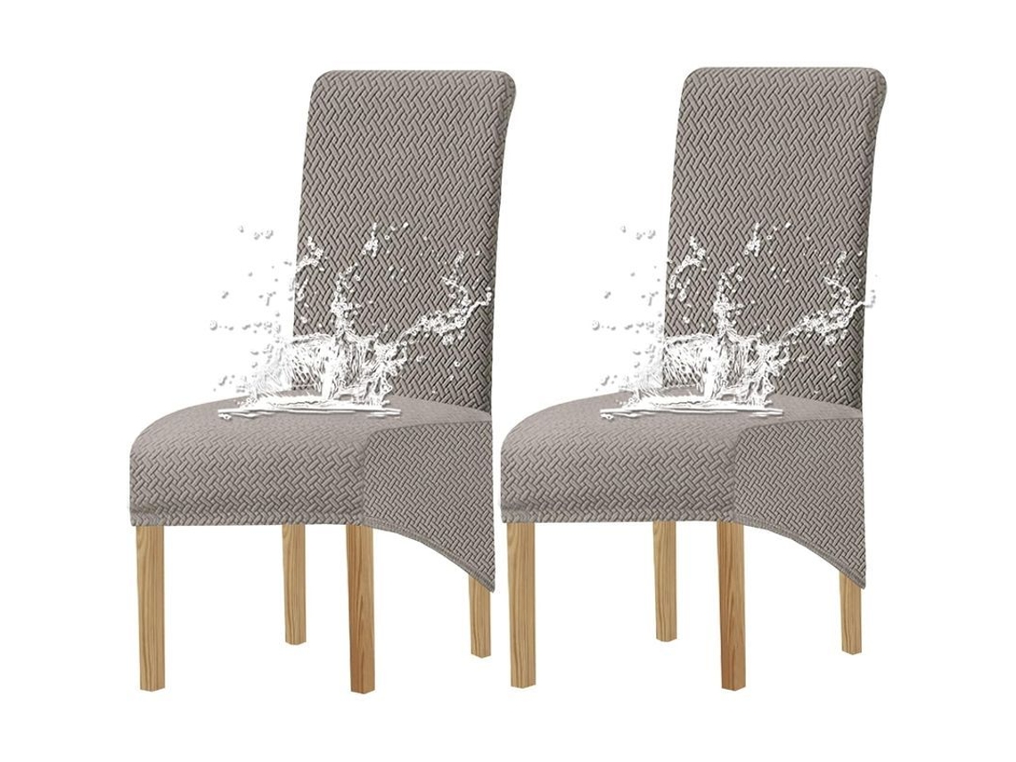Funda De Silla De Comedor Jacquard Elástica Grande (gris Claro1, 2 Piezas)