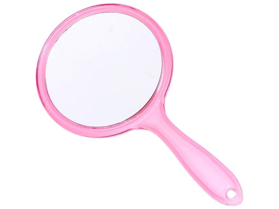 Espelho de mão LINJOU de viagem, acrílico, 1x e 3x, rosa