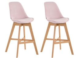 Conjunto de 2 banquetas/cadeiras altas de design moderno em veludo rosa Tdb10357