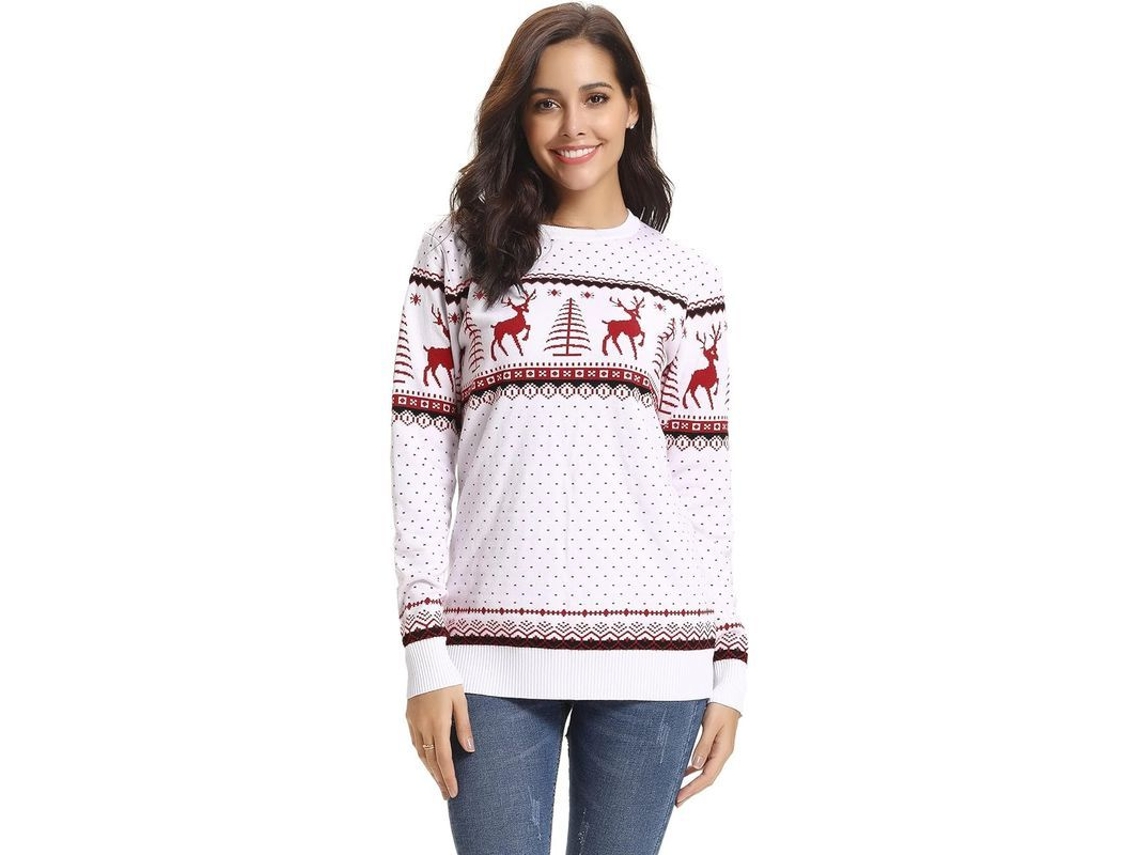 Conjunto de Natal Feminino com Suéter de Rena para a Família, Manga Longa e Gola Redonda