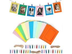 30 Marcos de Papel para Fotos Diy Colgantes com Prendedores de Madeira e Corda para Decoração de Parede e Festas