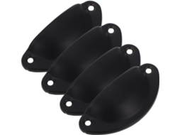 Conjunto De 4 Puxadores Modernos Em Ferro Com Formato Concha Preta Para Cômoda, Guarda Roupa E Armário Possuem Pegada