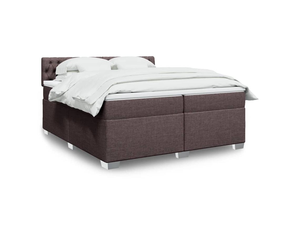Vidaxl Cama Com Molas/colchão 200x200 Cm Tecido Castanho-escuro