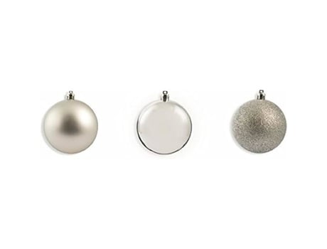 Bolas de Natal de Plástico Inquebráveis GALILEO CASA Prata 8 Cm Conjunto de 16
