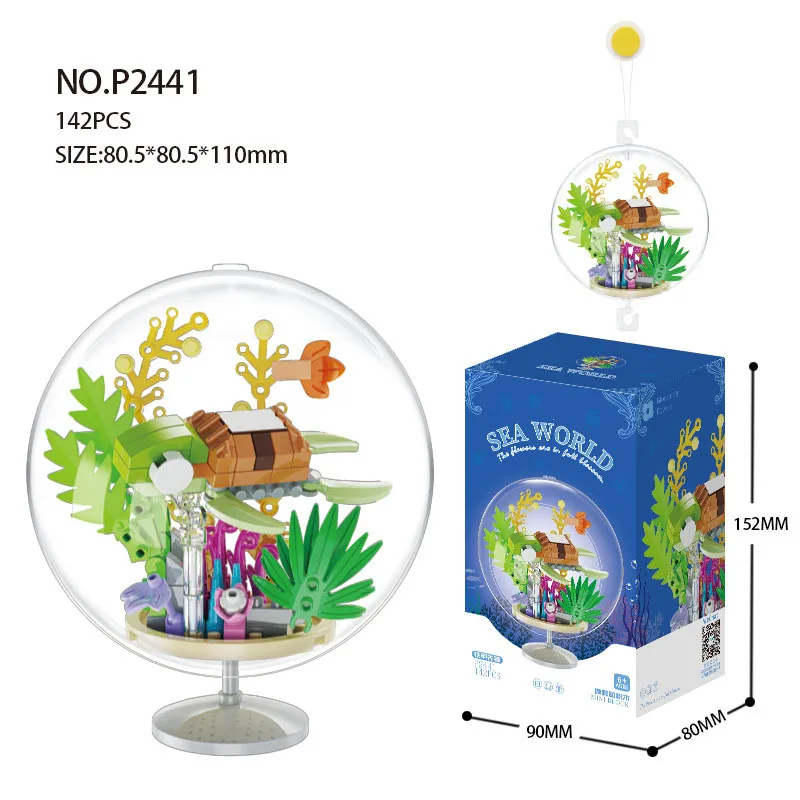 (tartaruga Marinha) Animal Criativo E Fofo, Blocos De Construção Em Miniatura, Bolas Transparentes, Brinquedo De Nano Blocos De Construção