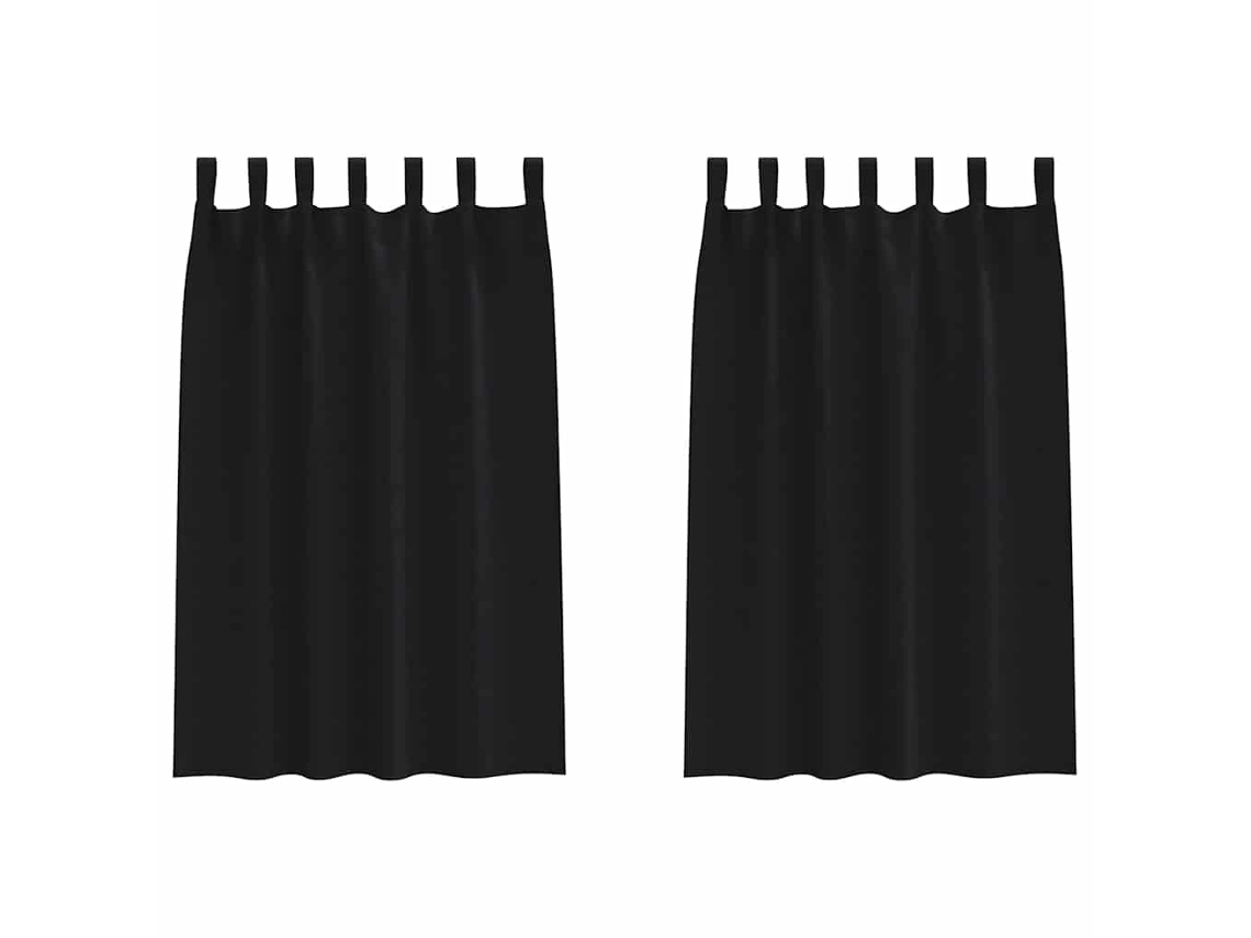 Conjunto 2 Cortinas Opacas Vidaxl Preto Poliéster (175 X 140 Cm)