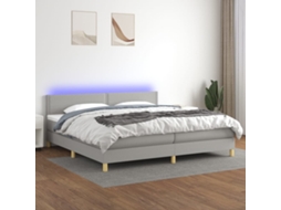 Vidaxl Cama Box Spring C/ Colchão E Led 200x200 Cm Tecido Cinza-claro
