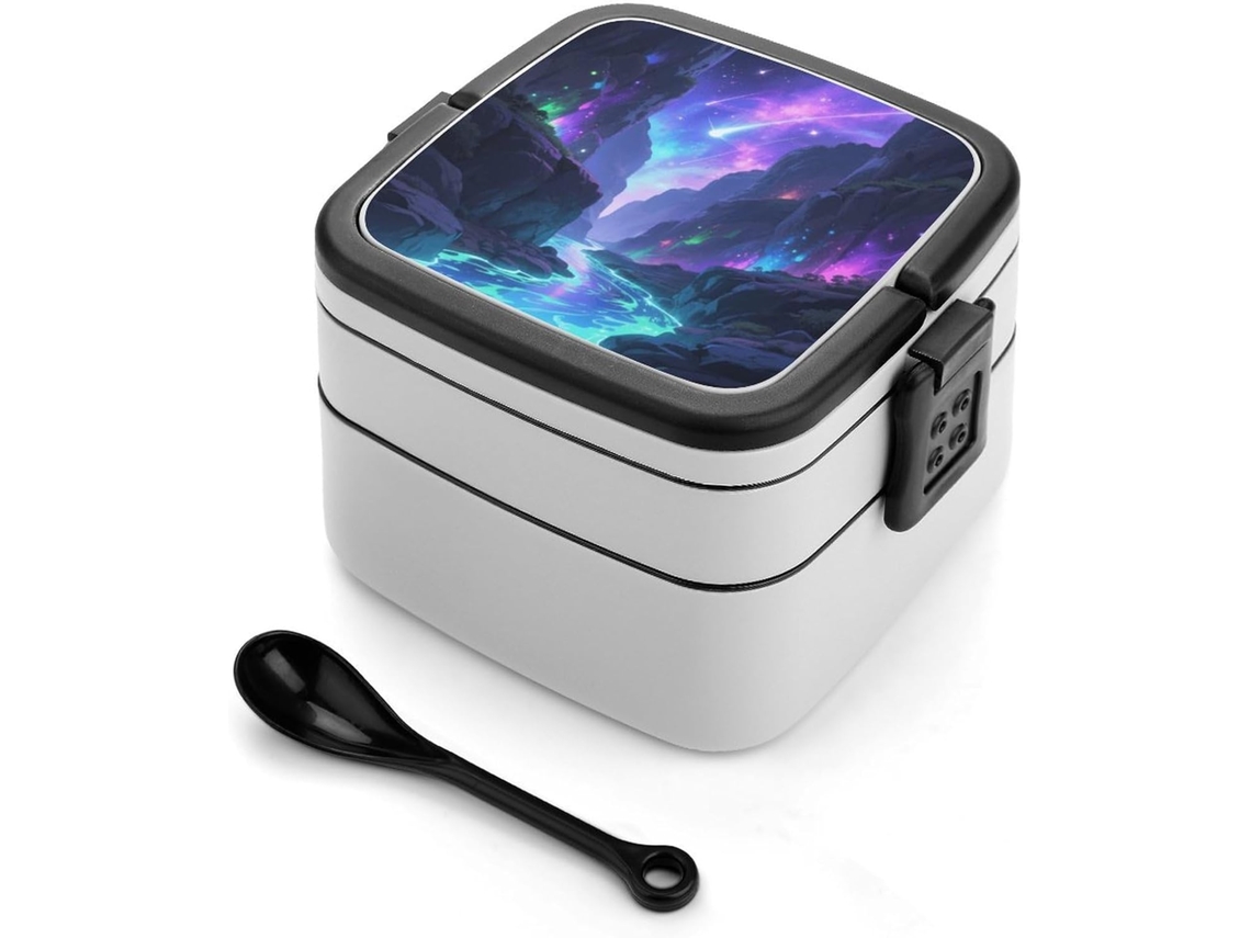 Marmita Bento Phantom Nebula Canyon De Camada Dupla Para Adultos Com Colher E Alça, À Prova De Vazamentos, Marmita