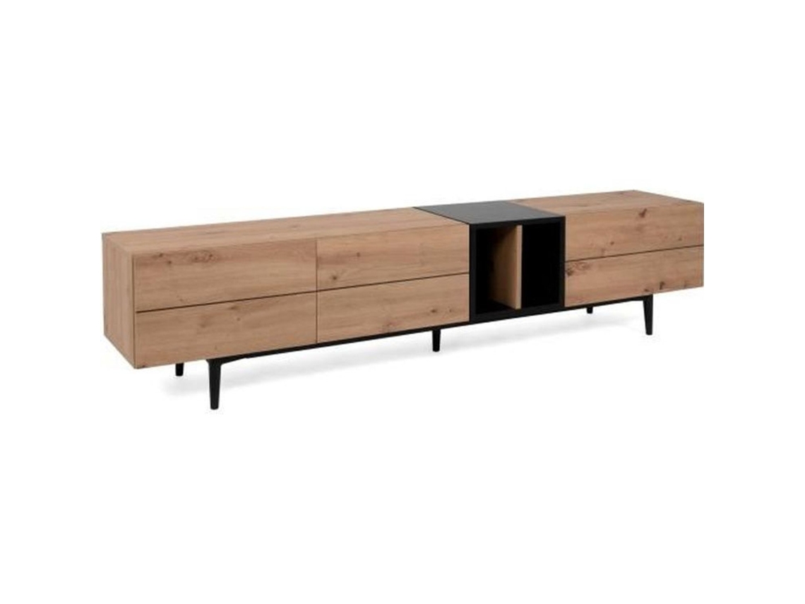 Móvel de TV 3 folhas - carvalho e preto - 195 x 37 x 48 cm - NOLA AUCUNE