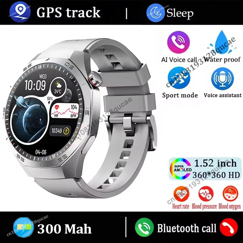 (prata) Smartwatch, Tela Amoled Hd, Gps Track, Monitor De Frequência Cardíaca, Chamadas Bluetooth, À Prova D'água