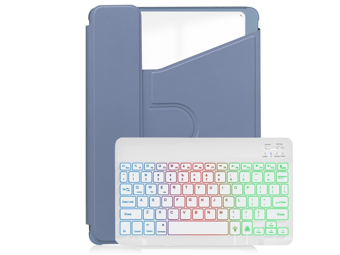 Capa Com Teclado Bluetooth Para Tablet, Cor Lavanda E Roxo, Compatível Com Ipad Pro 11, Suporte Giratório 360°