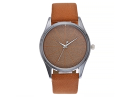 Relógio Feminino Pulseira Pu Quartzo Simples Linhas Escovadas Vansvar Café Claro