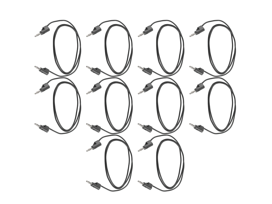 10 Conjunto De Cabos De Prueba Macho A Macho Plugs Plátano Núcleo De Latón 4mm Negro