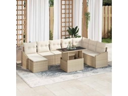 Vidaxl Conjunto De Sofás 9 Unid. Bege E Creme Vime Pe