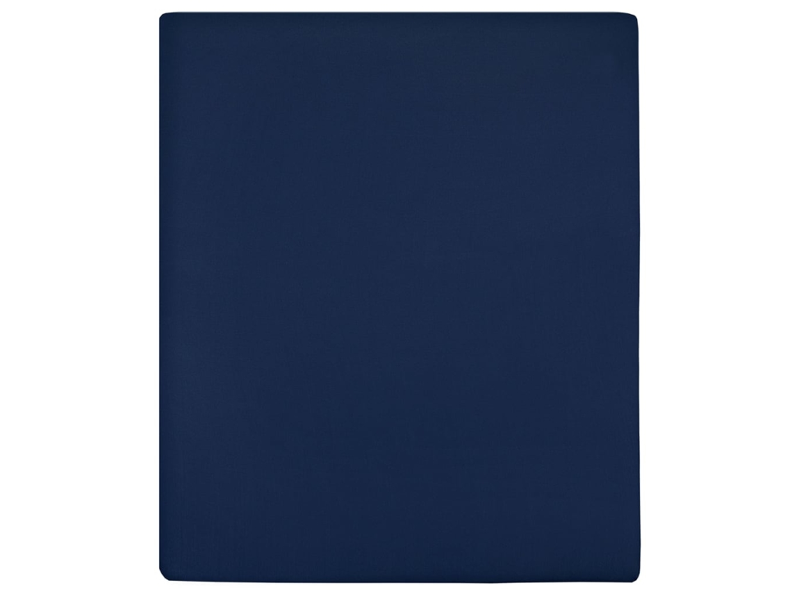 Vidaxl Lençol Ajustável 100x200 Cm Algodão Jersey Azul Marinho