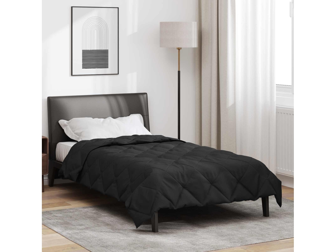 Vidaxl Edredom De Verão Simples 220 X 155 Cm Verão 200 Gsm Preto