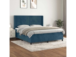 Vidaxl Cama Com Molas/colchão 160x200 Cm Veludo Azul-escuro