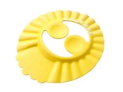 Chapéu De Banho Para Bebé Amarelo, Com Bordas Onduladas E Botões De Pressão Ajustáveis, Fabricado Em Silicone Impermeável E Livre De Bpa.