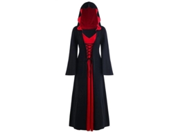 2026 vestido de Bruja Gótico Renacentista Medieval para Halloween Mujer Manga Larga Capucha Con Cordón