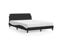 Vidaxl Cama Com Colchão Dover 140x190 Cm Couro Artificial Preto