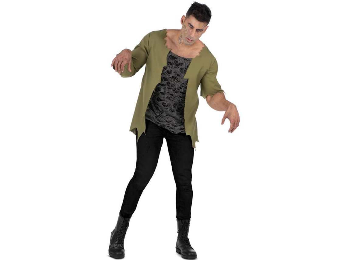 Fato de zumbi verde infectado para homem