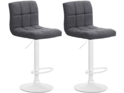 Conjunto de 2 banquetas de bar em estilo contemporâneo, revestidas em tecido acolchoado cinza claro com estrutura de metal branco 10_0006721