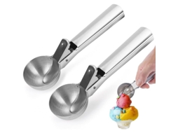 Cuchara de Acero Inoxidable para Helado Con Disparador, 2 Piezas, Diseño Ergonómico Y Multiusos