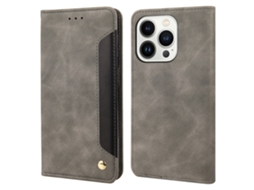 Capa Em Couro Pu À Prova De Choque Para Apple Iphone 16 Pro - Cinzento