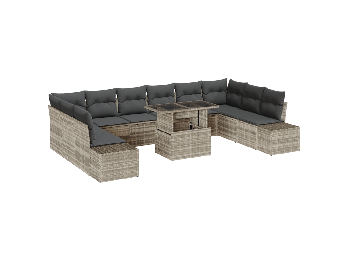 Conjunto 11 Móveis De Jardim Vidaxl Cinzento-claro Vime Pe (55 X 55 X 37 Cm)