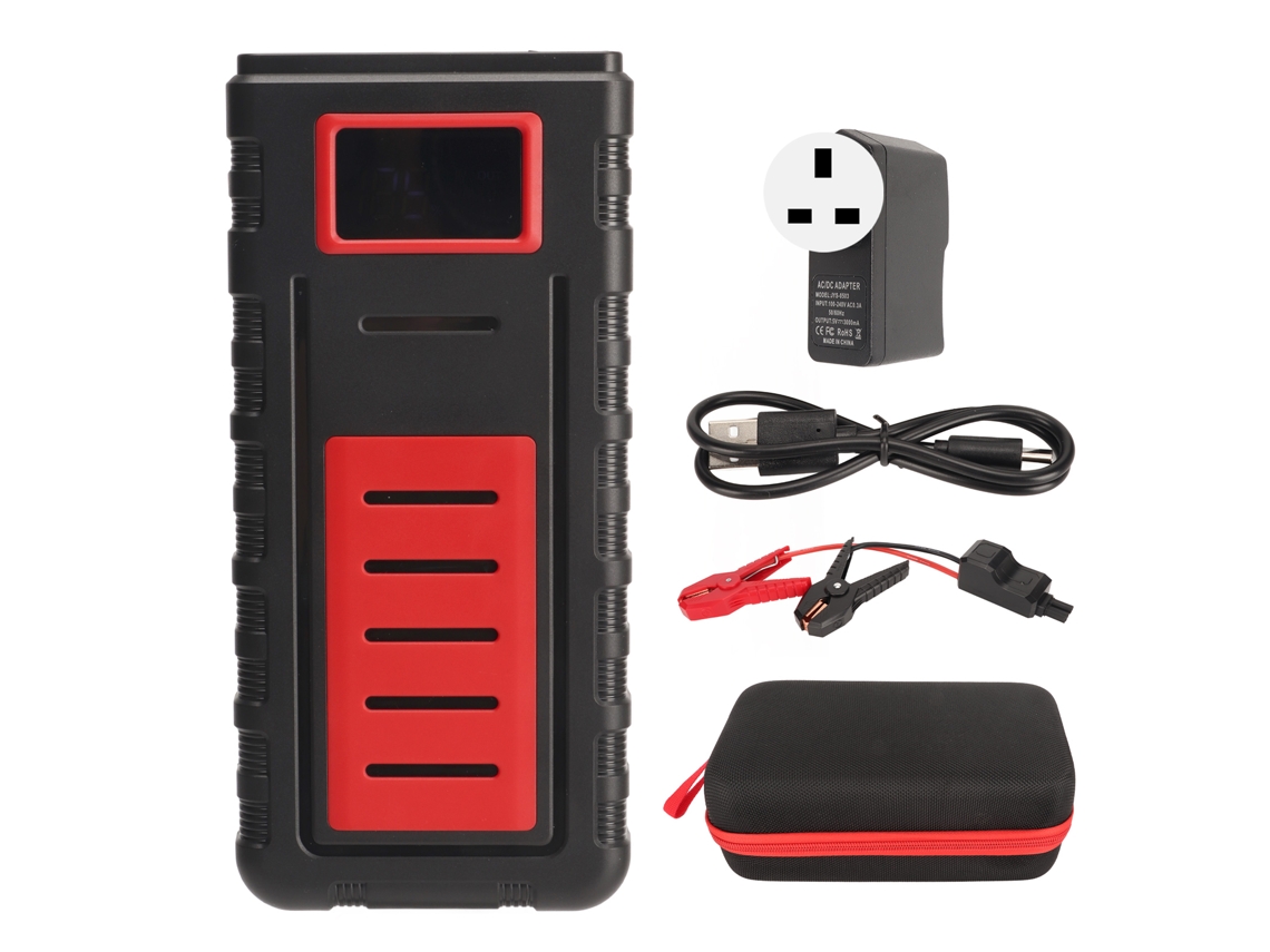Iniciador de Carro Portátil 12v 3000a 30000mah com Display Digital e Led Sos Pos