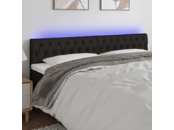Vidaxl Cabeceira De Cama C/ Luzes Led Tecido 180x7x78/88 Cm Preto
