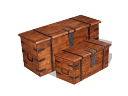 Vidaxl Conjunto De Arcas De Arrumação 2 Pcs Madeira Maciça