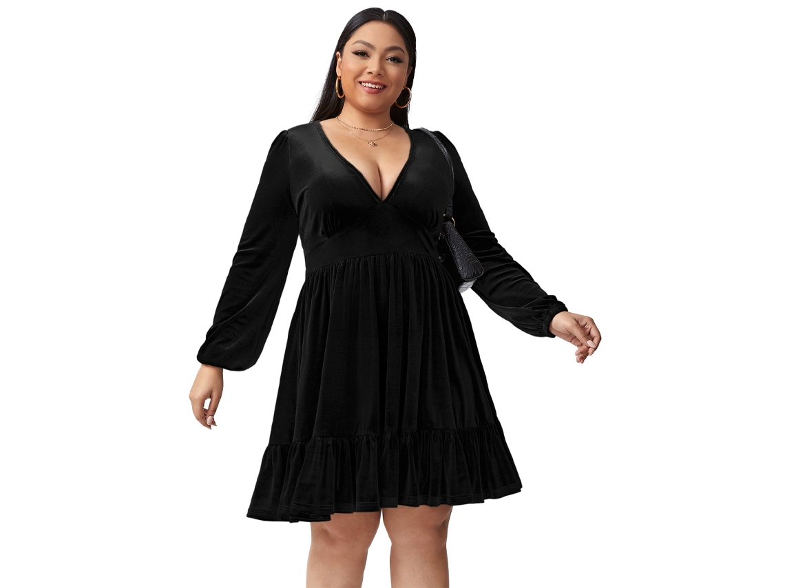 Vestido TUSERXLN Sensual Size Decote V Viscose Preto (XL)