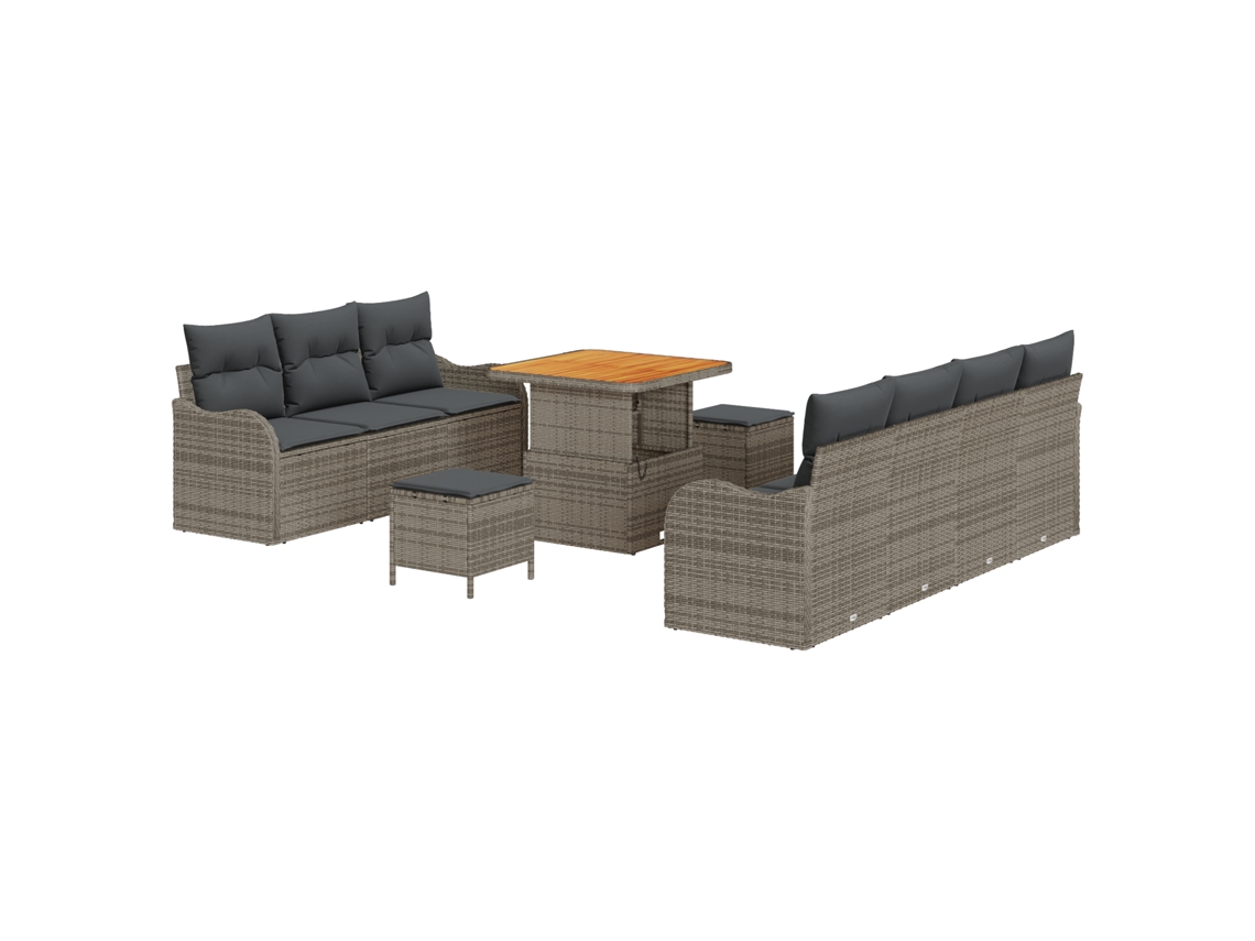 Conjunto 10 Conjunto De Sofá De Jardim Vidaxl Cinzento Vime Pe (80 X 80 X 71 Cm)