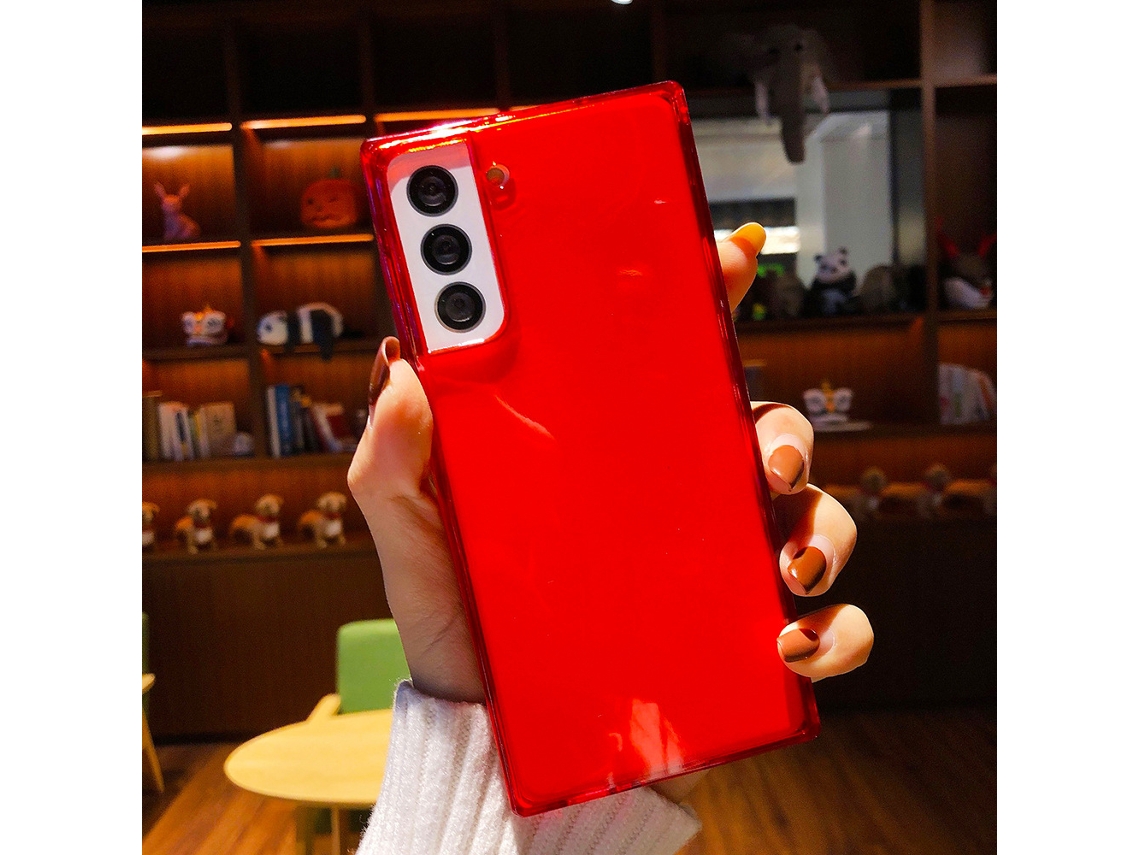 Capa de Telefone EOOCOO (para Samsung S21plus Transparente Vermelha)